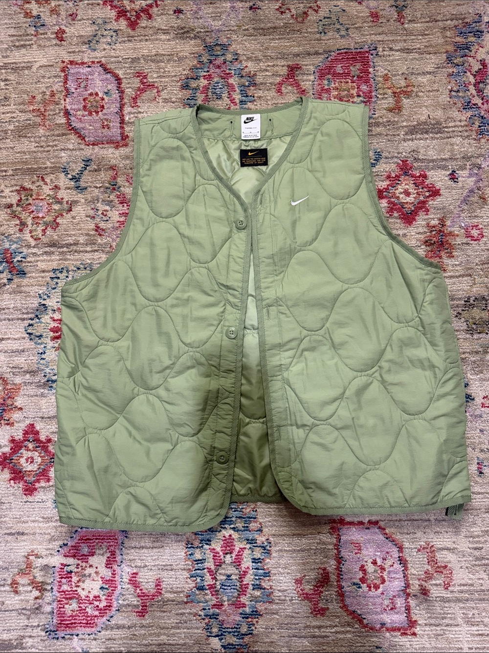 Nike Light Olive Green Quilted Vest